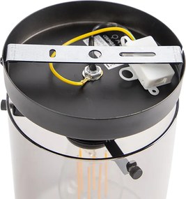 Designerska lampa sufitowa czarna z dymionym szkłem - Dome