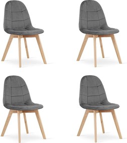 Krzesło Valora NUUC, ciemnoszare, aksamitne, ergonomiczne, x4