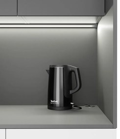 PLAN Kuchnia biurowa NIKA ze zlewem i kranem 1000 x 600 x 2000 mm, grafit, lewo
