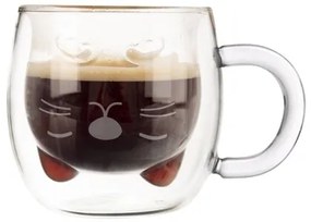 Orion Kubek podwójna ścianka szkło Cat,  300 ml