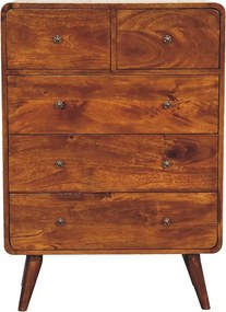 Komoda z 2 szufladami na górze i 3 na dole, z zakrzywionym blatem z orzecha