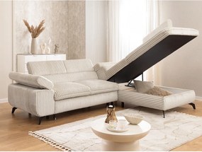 Kremowy sztruksowy narożnik (prawostronny/w kształcie litery L) Marbeya – Ropez