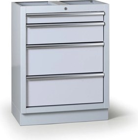 Szafka warsztatowa do blatu G2, 4 szuflady, 680 x 455 x 910 mm, szary