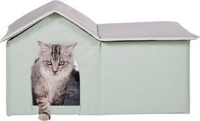 Domek dla Kota, SucceBuy Podgrzewany Domek - Zewnętrzny Domek dla Kota z Matą Grzewczą - Zielony - Duży