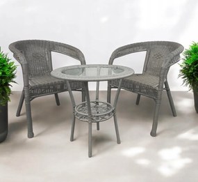 Mały zestaw mebli ogrodowych i na balkon Lissi, szary