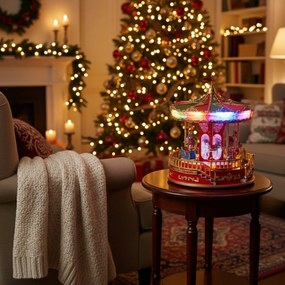 Świąteczna karuzela LED z muzyką i obrotowymi figurkami, 23 x 28 cm