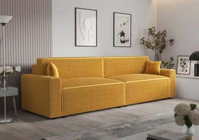 Musztardowa sztruksowa sofa z funkcją spania G3-D78