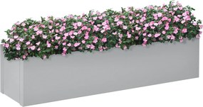 Outsunny Skrzynka do Sadzenia Stalowa z Otworem Drenażowym na Balkon Długa Szara 91x22x22cm | Aosom PL