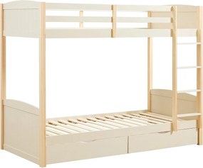 Łóżko piętrowe 2 x 90 x 200 cm - 2 szuflady - Sosna i MDF - Beżowy i naturalny - LIMODARA