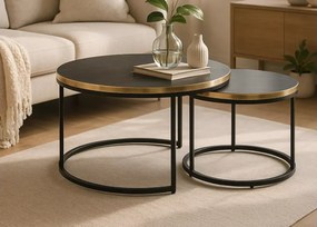 Zestaw stolików kawowych Kiegi marmur / złoty – nowoczesny design, elegancki