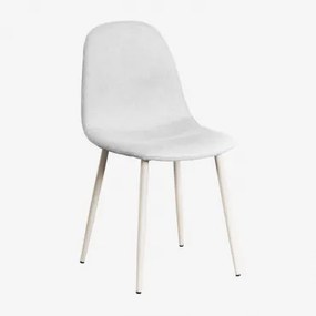 Zestaw 4 Krzeseł Do Jadalni Z Tkaniny I Stali Glamm Deluxe Kremowa & Tkaniny Distressed White - Sklum