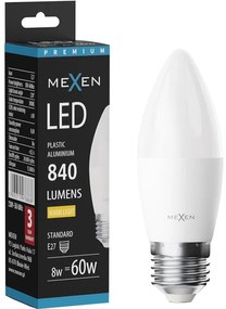 Mexen Nova żarówka LED E27, C37, 8W, Ciepła - 3000K, 840 lm - L102-E27-0830-01