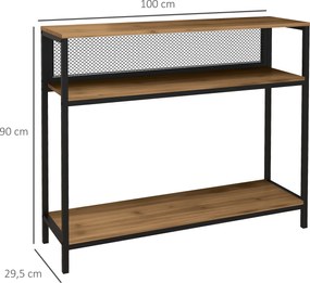 HOMCOM Stół konsolowy do korytarza z 2 półkami Metalowe zabezpieczenie przed przewróceniem Stylowy i funkcjonalny | Aosom PL
