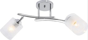 Chromowy żyrandol z dwoma szklanymi kloszami C6-S21