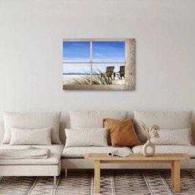 Obraz - Okno z widokiem na plażę (70x50 cm)