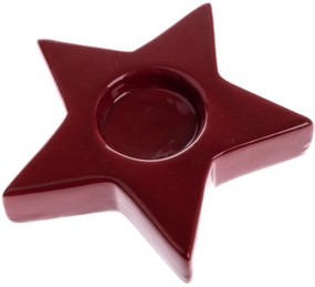 Świąteczny ceramiczny świecznik na świeczkę doherbaty Astre czerwony, 11,5 x 11,5 cm