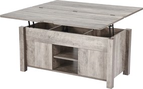 Stolik RTV SucceBuy z Prostokątnym Blatem Podnoszonym, 100 x 50 x 48.5 cm, Stół do Salonu z Drzwiami Stodolowymi i Ukrytą Komorą Przechow awczą