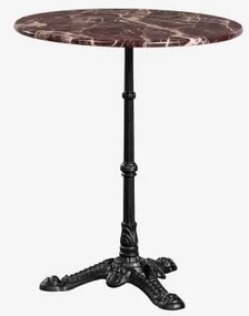 Okrągły Stolik Barowy Ø60cm Z Naturalnego Kamienia Azteca Czerwony Marmur Cherry Gold - Czarny - Sklum