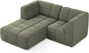 Zielony narożnik z materiału bouclé (lewostronny/z szezlongiem) Aloha – Makamii