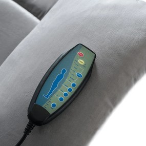 Fotel Masujący ARON Elektryczny Rozkładany z Podnóżkiem Szary Welurowy Nowoczesny