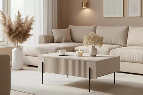 Stolik kawowy z szufladami Malmi 100 cm - kaszmir / czarne nóżki