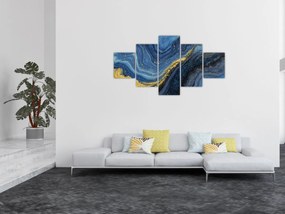 Obraz - Niebiesko-złota abstrakcja (125x70 cm)