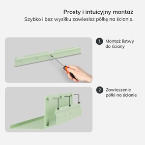 Półka wisząca JOANNE 700 mm, Fresh Style: pastelowy zielony