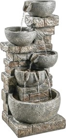 Outsunny Zewnętrzna Fontanna Ogrodowa z Żywicy z Oświetleniem LED, Pompą i Kamiennym Wyglądem 34 x 36 x 80 cm | Aosom PL