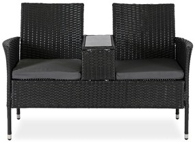 Sofa Ogrodowa Dwuosobowa ze Stolikiem KENT Technorattan Czarna