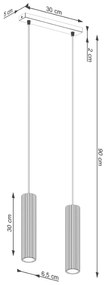 Lampa wisząca KARBON 2 biała ryflowana SOLLUX  LIGHTING