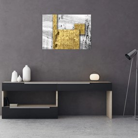Obraz na szkle - Złote kwadraty N⁰1 (70x50 cm)