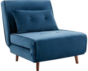 Fotel rozkładany z weluru ciemnoniebieski – URIBIA