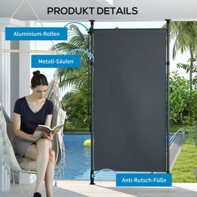 Outsunny Wolnostojąca Markiza, Regulowana Długość, Montaż Bez Wiercenia, Rama z Aluminium, 1,5 x 2,2-3,1 m, Ciemnoszary