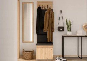 Wieszak do przedpokoju z siedziskiem Nivotis 60 cm szafka na buty panel dąb artisan loft