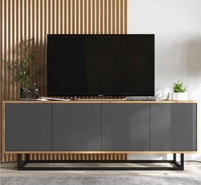 Szafka RTV NILA 3 150 dąb wotan/grafit mat