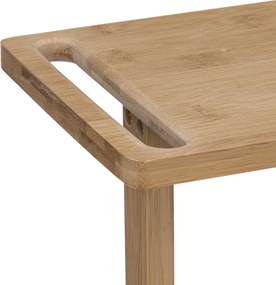 Wąski regał łazienkowy na kółkach, bambus, 4 poziomy