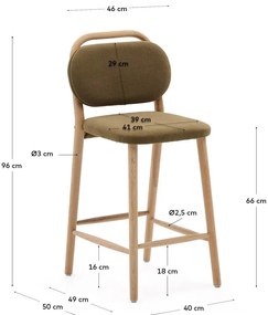 Hoker w kolorze khaki (wysokość siedziska 66 cm) Helda – Kave Home