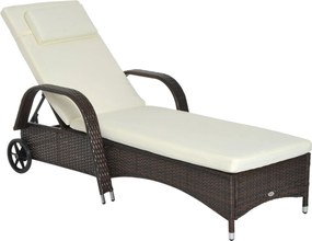Outsunny mobilny leżak ogrodowy leżak leżak rattanowy mebel ogrodowy brązowy