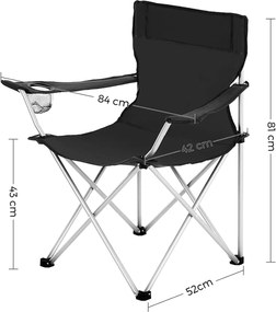 Krzesła kempingowe ROVER, zestaw 2 szt., czarny SongmicsHome