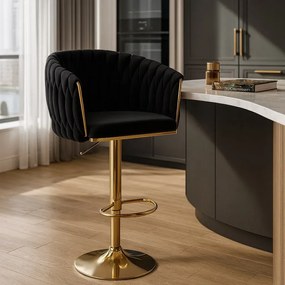 Welurowy czarny hoker na złotej nodze  L4-G63