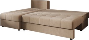 Rozkładana dwustronna sofa narożna VENORIA SLIM 200x143 cm, beżowa + 2 poduszki GRATIS