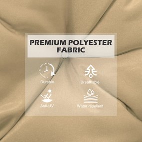 Outsunny Zestaw 2 poduszek na siedziska, 98 x 50 cm, poduszki na krzesła z trokami, pokrowiec materiałowy, 8cm grubości Khaki | Aosom PL