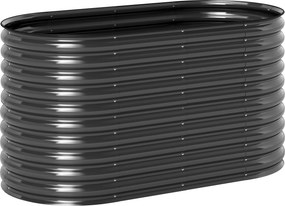 Outsunny Skrzynia na kwiaty, metalowa doniczka z bezpiecznymi krawędziami i rękawicami, otwarte dno, 160S x 80G x 80W cm, Ciemnoszary