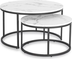 Zestaw Stolików Kawowych DAFNE MAX 60 cm/80 cm Biały Marmur Nowoczesny Glamour