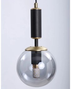Czarno-szara lampa wisząca ze szklanym kloszem ø 15 cm Hector – Squid Lighting
