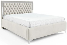 Białe pikowane łóżko w stylu glamour P5-Z45