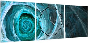 Obraz - Abstrakcyjny różowy niebieski z czarnym tłem (z zegarem) (90x30 cm)