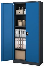 Szafa na dokumenty biurowa metalowa antracytowo-niebieska: JAN H, 900 x 1950 x 400 mm