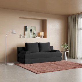 Masseno Sofa ASPERO z funkcją spania i pojemnikiem na pościel, Rozkładana sofa - Czarny, KRONOS 07