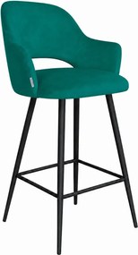 Hoker Milano krzesło barowe tkanina Welur podstawa metalowa : Kolor nogi - Czarna stożek, Kolor tkaniny - VELVET - MG20, Typ siedziska - Siedzisko obrotowe 360°